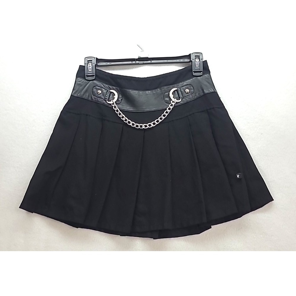 Sm Royal Bones PLEATED SKIRT Black Daang Goodman Chain Goth Punk Grunge zip Back